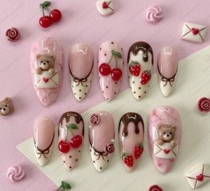Uñas Y2K cute o tierno